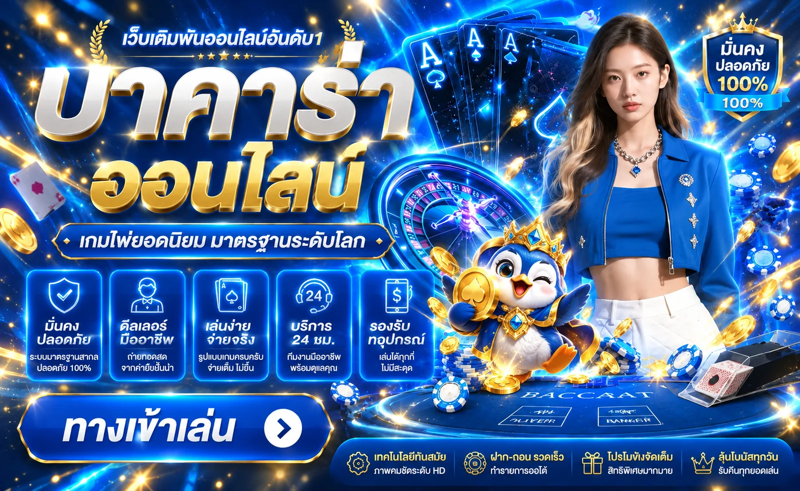 โต๊ะบาคาร่าและคาสิโนสดบน Changking คาสิโน
